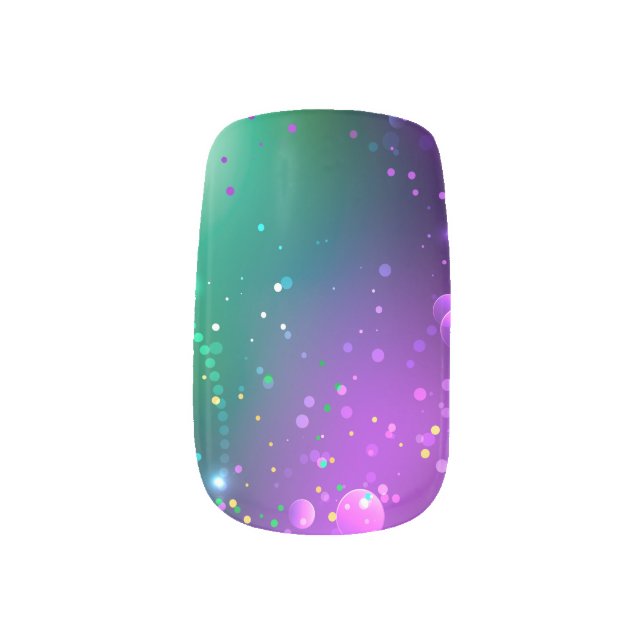 Mardi Gras Festive Purple Background Minx Nail Art (Left Thumb)