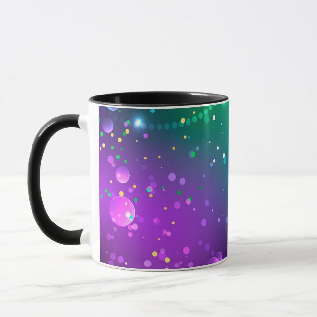 Mardi Gras Festive Purple Background Mug (Left)