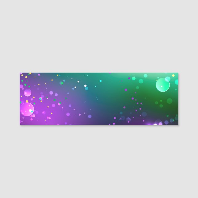 Mardi Gras Festive Purple Background Name Tag (Front)