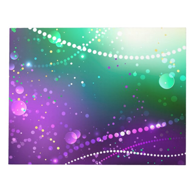 Mardi Gras Festive Purple Background Notepad (Front)