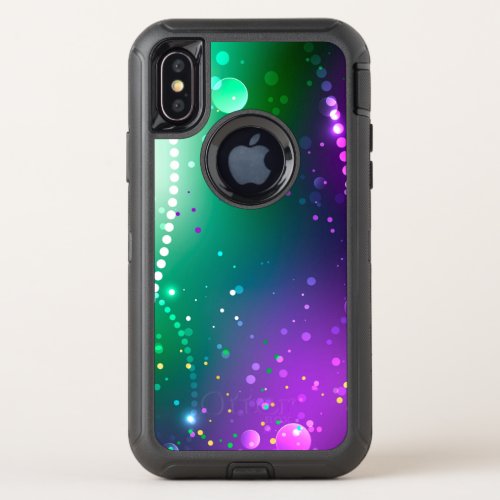 Mardi Gras Festive Purple Background OtterBox Defender iPhone X Case