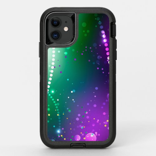 Mardi Gras Festive Purple Background OtterBox Defender iPhone 11 Case