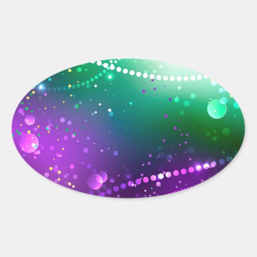 Mardi Gras Festive Purple Background Oval Sticker