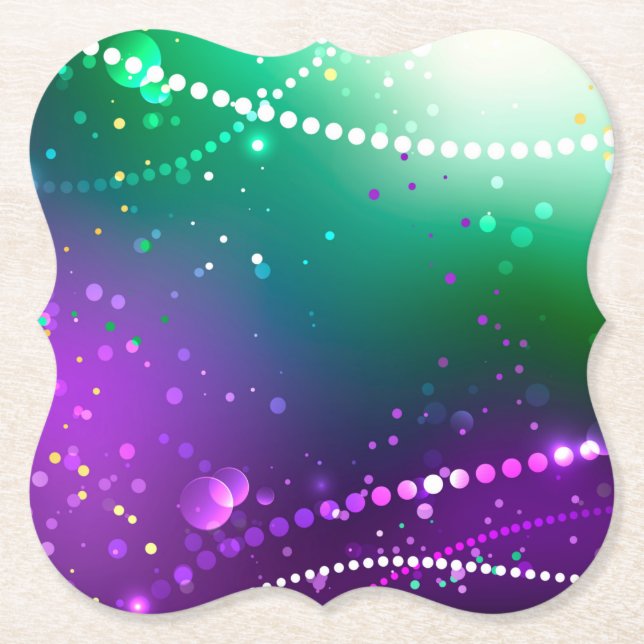 Mardi Gras Festive Purple Background Paper Coaster (Front)