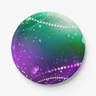 Mardi Gras Festive Purple Background Paper Plates