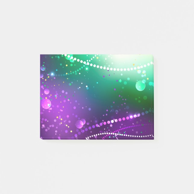 Mardi Gras Festive Purple Background Post-it Notes (Front)