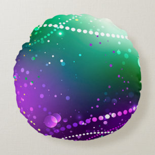 Mardi Gras Festive Purple Background Round Pillow