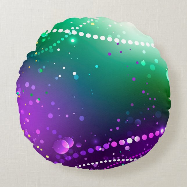 Mardi Gras Festive Purple Background Round Pillow (Front)