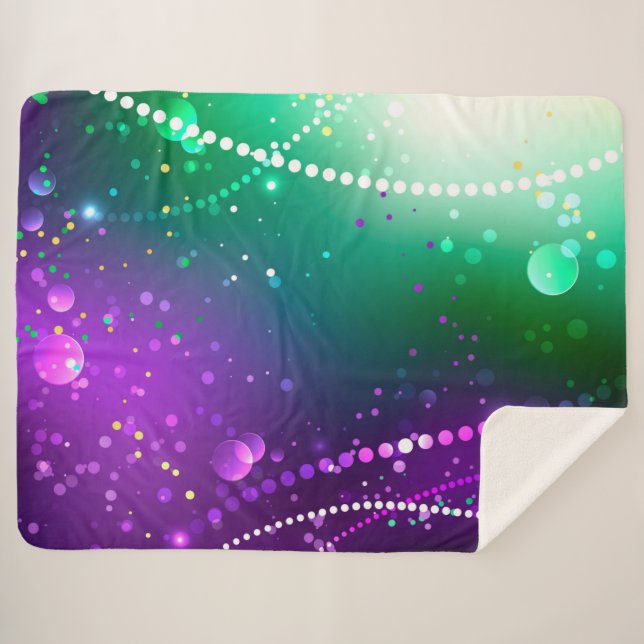 Mardi Gras Festive Purple Background Sherpa Blanket (Front (Horizontal))