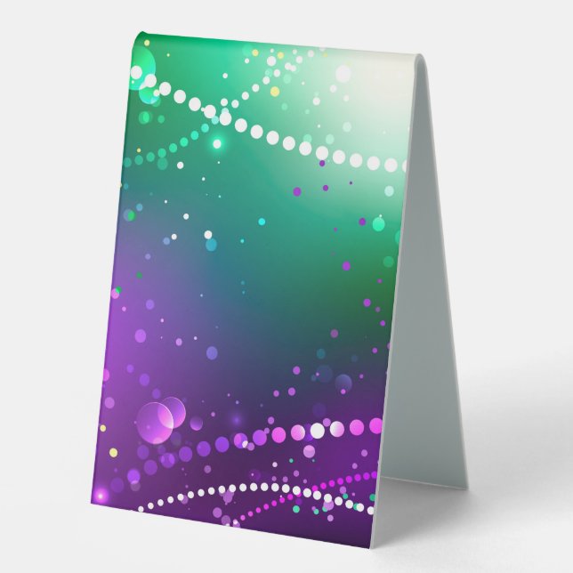 Mardi Gras Festive Purple Background Table Tent (Front)