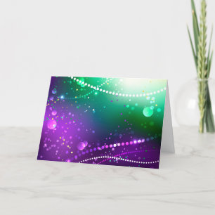 Mardi Gras Festive Purple Background Thank You Card