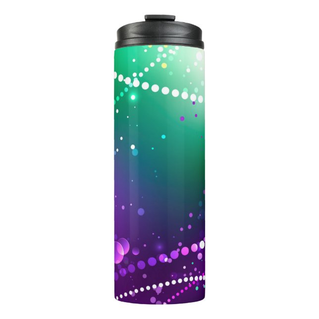 Mardi Gras Festive Purple Background Thermal Tumbler (Front)