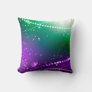 Mardi Gras Festive Purple Background Throw Pillow