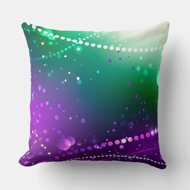 Mardi Gras Festive Purple Background Throw Pillow (Front)