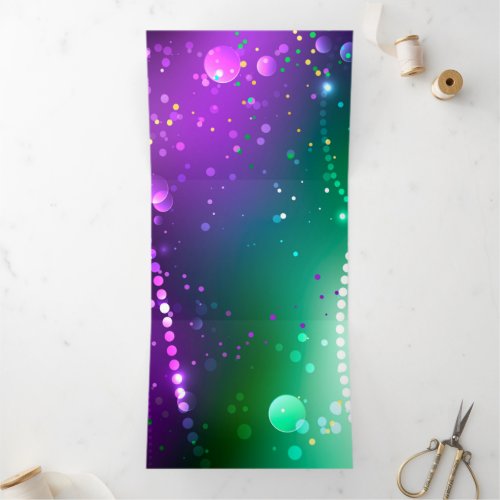 Mardi Gras Festive Purple Background Tri_Fold Holiday Card