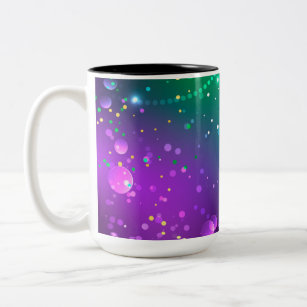 Mardi Gras Festive Purple Background Two-Tone Coffee Mug