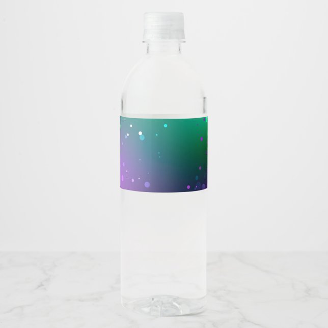 Mardi Gras Festive Purple Background Water Bottle Label (Front)