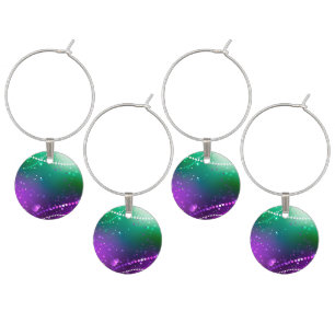 Mardi Gras Festive Purple Background Wine Charm