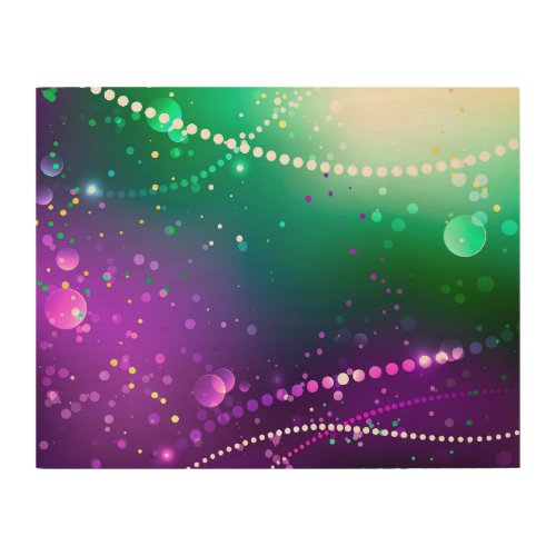 Mardi Gras Festive Purple Background Wood Wall Art