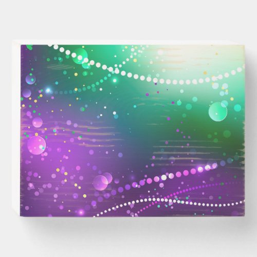 Mardi Gras Festive Purple Background Wooden Box Sign