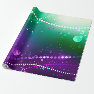 Mardi Gras Festive Purple Background Wrapping Paper