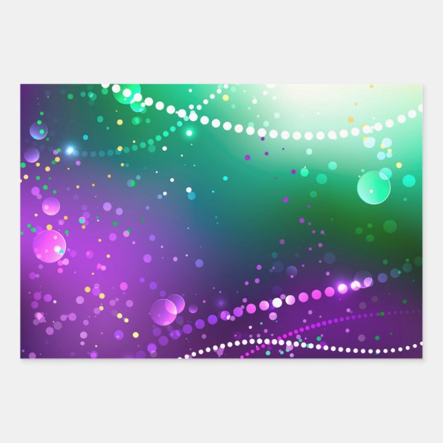 Mardi Gras Festive Purple Background Wrapping Paper Sheets (Front)