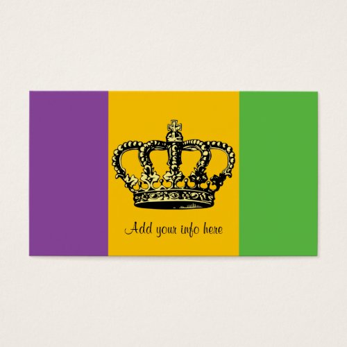 Mardi Gras Flag Crown Business Card
