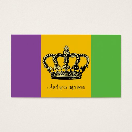 Customizable Mardi Gras Flag Crown Business Card