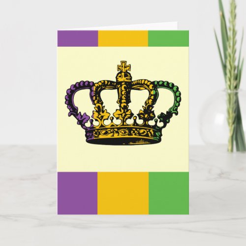 Mardi Gras Flag Crown Card