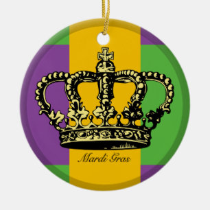 Mardi Gras Flag Crown Ceramic Ornament