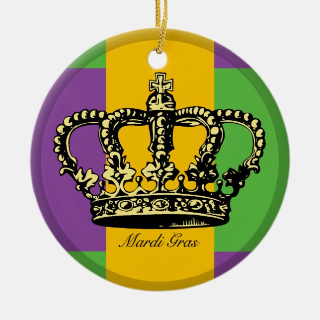 Mardi Gras Flag Crown Ceramic Ornament (Front)