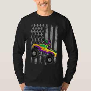 Mardi Gras Flag Monster Truck Jester Beads , Kids T-Shirt