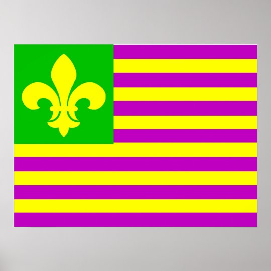 Mardi Gras Flag Poster | Zazzle.com