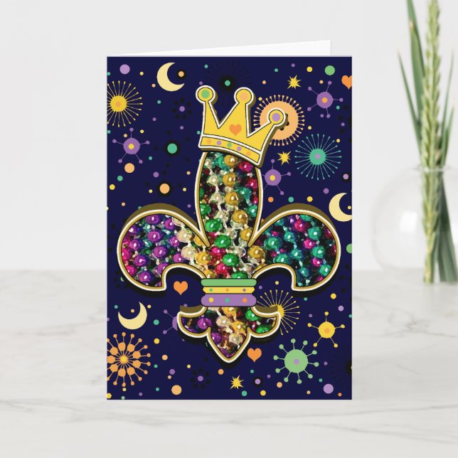 Mardi Gras Fleur Celebrate Card (Front)