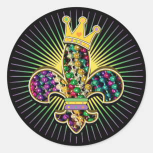 Mardi Gras Fleur Celebrate Classic Round Sticker