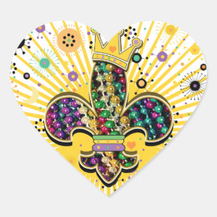 Mardi Gras Fleur Celebrate gifts Heart Sticker
