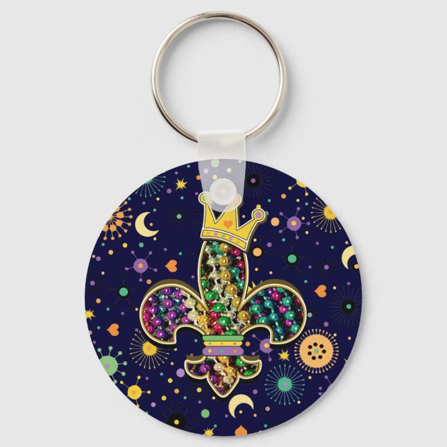 Mardi Gras Fleur Celebrate Keychain (Front)