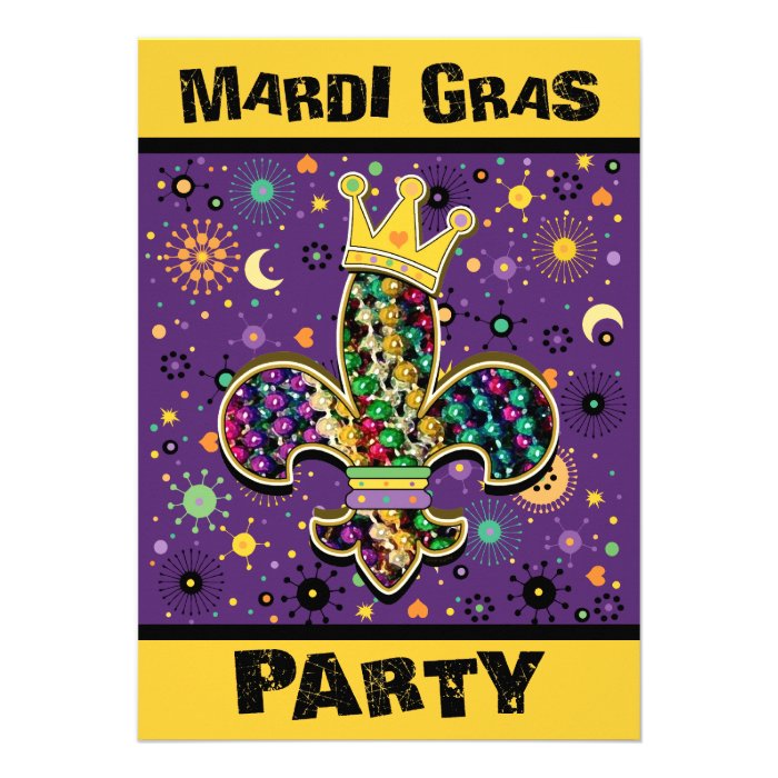 Mardi Gras Fleur Celebrate Personalized Invite