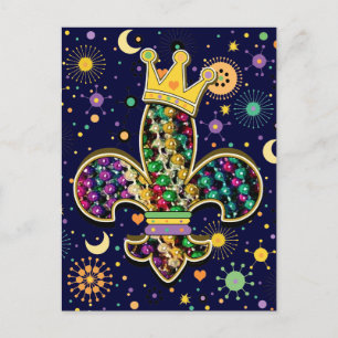Mardi Gras Fleur Celebrate Postcard