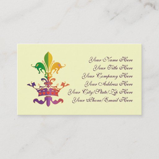 Customizable Mardi Gras Fleur de CROWN Business Cards