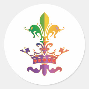 Mardi Gras Fleur de Crown Classic Round Sticker
