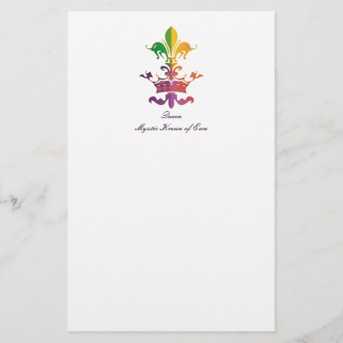 Mardi Gras Fleur de Crown Stationery