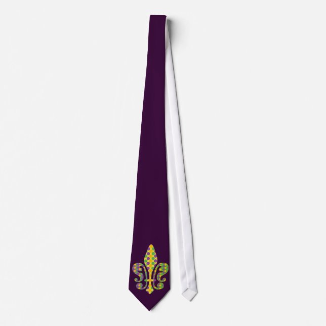 Mardi Gras Fleur de Dots Tie (Front)