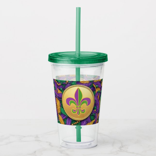 Mardi Gras Fleur de lis Acrylic Tumbler (Front)