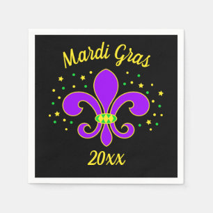 Mardi Gras Fleur-de-lis Add Year Napkins