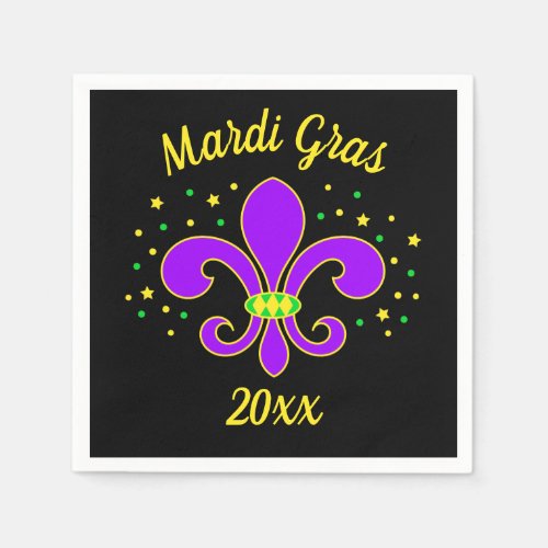 Mardi Gras Fleur_de_lis Add Year Napkins