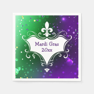 Mardi Gras Fleur-de-lis Add Year Napkins