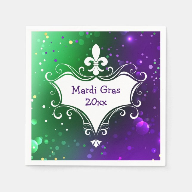 Mardi Gras Fleur-de-lis Add Year Napkins (Front)