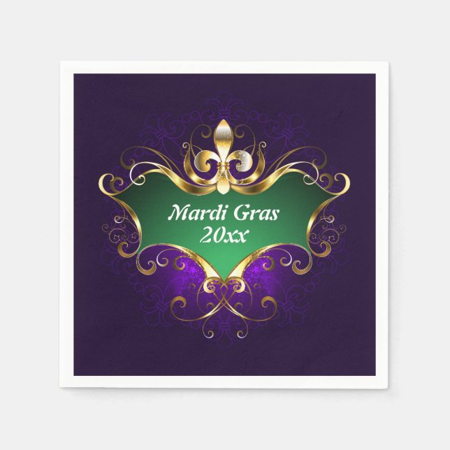 Mardi Gras Fleur-de-lis Add Year Napkins (Front)