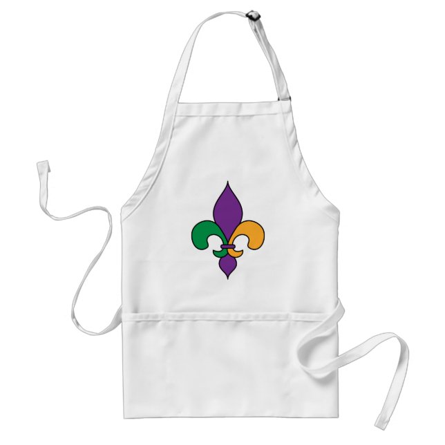 Mardi Gras Fleur de Lis Adult Apron (Front)
